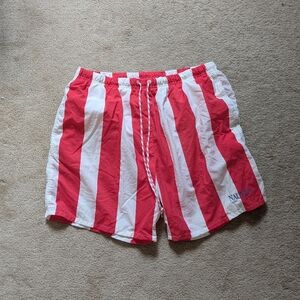 Vtg Nautica Red and White Vertical Striped Trunks - Billy Stranger Things Vibe